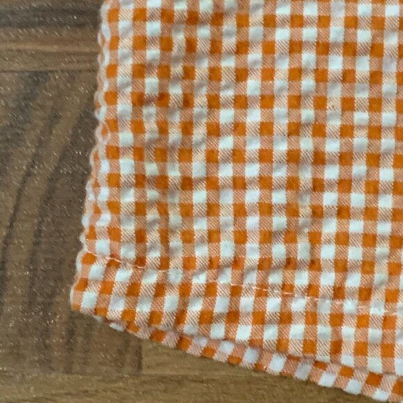Vintage Dinosaur Orange Gingham Shorts Romper Jumper Checkered Baby Crew 24 M - Picture 7 of 13